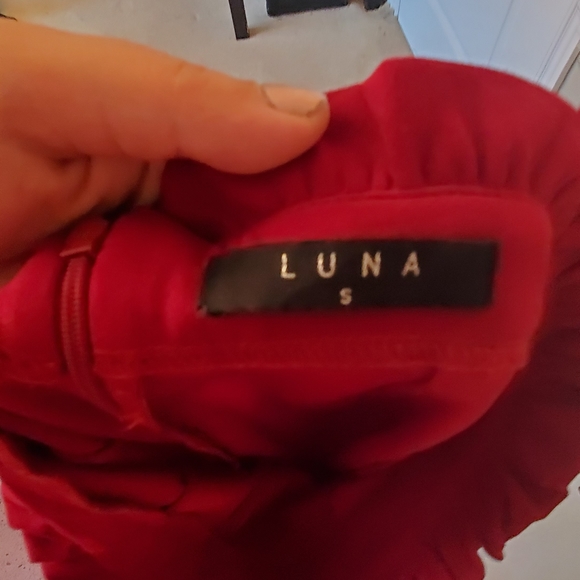Red High Waisted Flared Cropped Luna Dress Pants - Picture 2 of 2